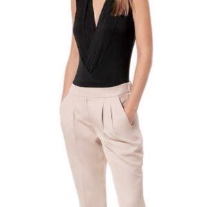 Aritzia Babaton Rasmus Bodysuit BLK SZ S Thong V-Neck Pleated Party Minimalist